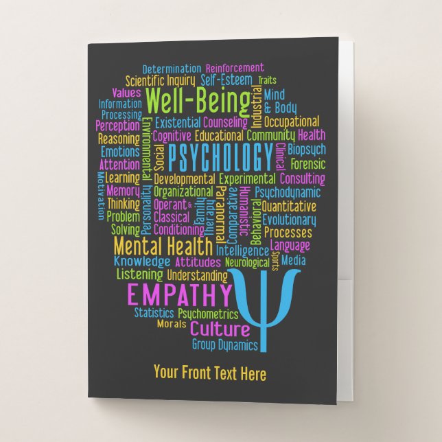 PSYCHOLOGY Word Cloud custom text & color Pocket Folder (Front)