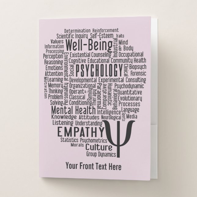 PSYCHOLOGY Word Cloud custom text & color Pocket Folder (Front)