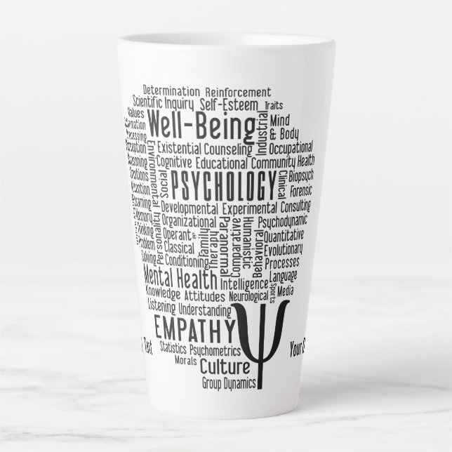 PSYCHOLOGY Word Cloud custom text Latte Mug (Front)