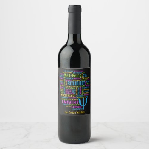 PSYCHOLOGY Word Cloud custom text Wine Label