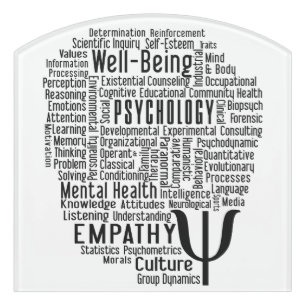 PSYCHOLOGY Word Cloud Door Sign