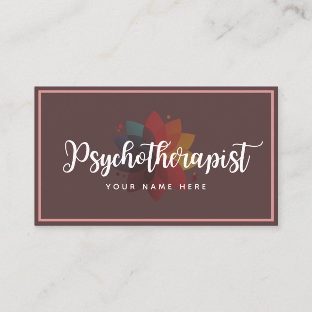 Psychotherapist Abstract Geometric Flower Modern   Business Card (Front)
