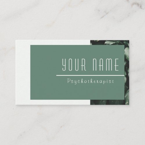 Psychotherapist Calm Green Nature Minimal Modern Business Card