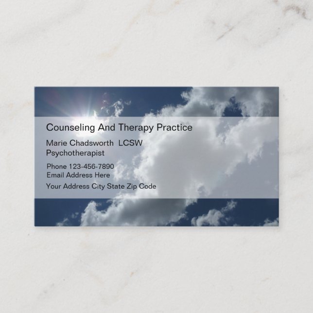 Psychotherapist Counseling Sky Business Cards (Front)