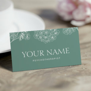 Psychotherapist Family Counselor Drawn Floral Blue Business Card