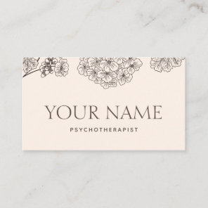 Psychotherapist Family Counselor Drawn Floral Blue Business Card