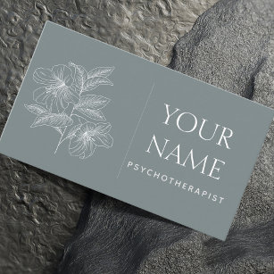 Psychotherapist Family Counselor Drawn Flower Blue Business Card