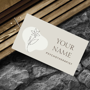 Psychotherapist Family Counselor Drawn Flower Boho Business Card