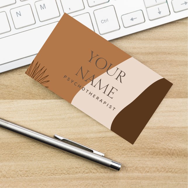 Psychotherapist Family Counselor Drawn Nature Boho Business Card (Creator Uploaded)