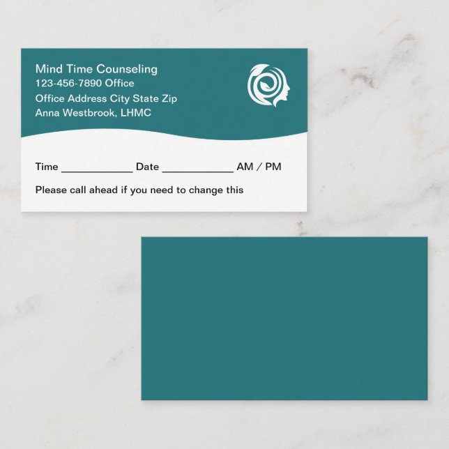Psychotherapist Mental Health Appointment Cards (Front/Back)