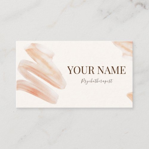 Psychotherapist Modern Paint Stroke Peach Elegant Business Card