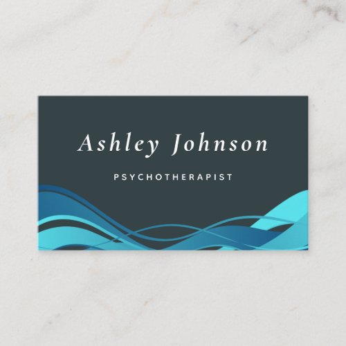 Psychotherapist Psychologist Abstract Blue Waves  Business Card