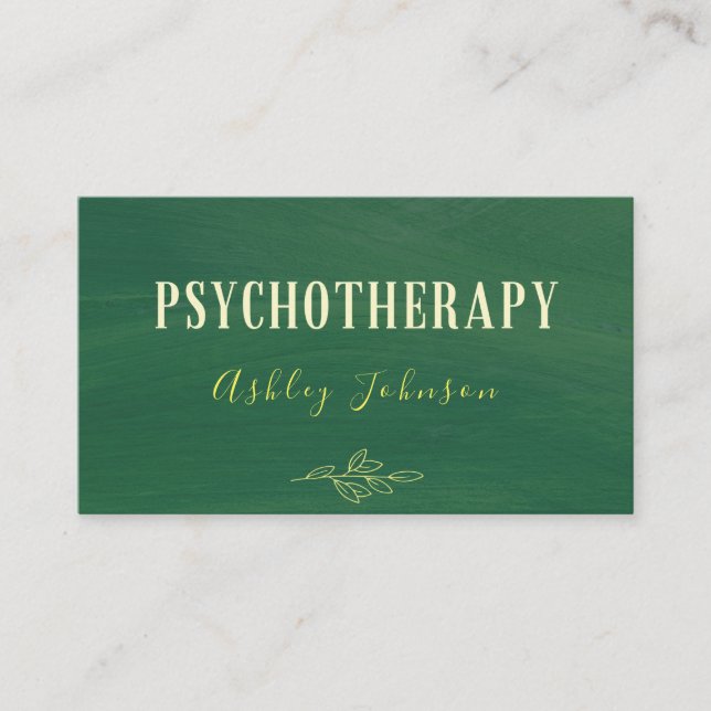 Psychotherapist Psychologist Hand Drawn Greenery   Business Card (Front)