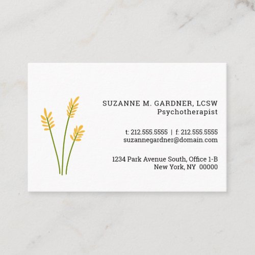Psychotherapist Simple Yellow Flower Euro Business Card