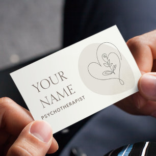 Psychotherapist Therapy Counselor Drawn Heart Boho Business Card