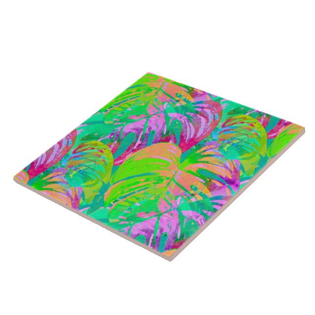 Psychotic Psychedelic Alien Jungle Ceramic Tile (Side)