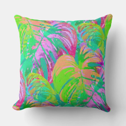 Psychotic Psychedelic Alien Jungle Outdoor Pillow