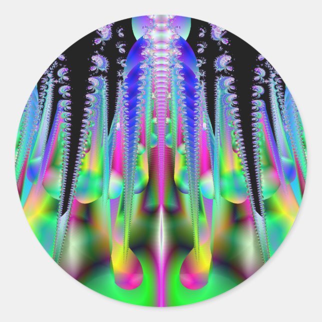 Psychotic Rocket Fractal Art Sticker (Front)