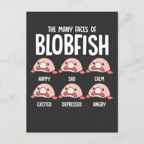 Psychrolutes Ugly Fish Face Blobfish Sea creature Postcard