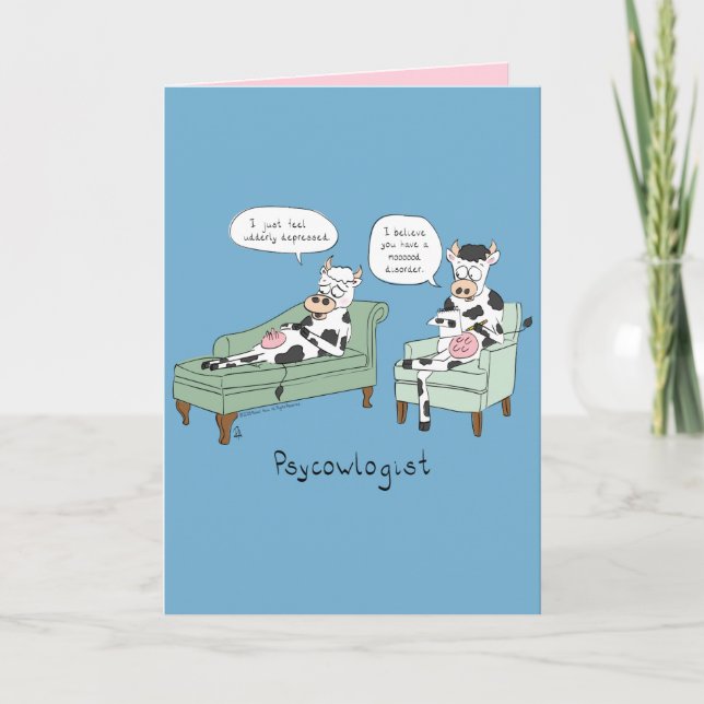 Psycowlogist - Funny Cow Psychologist Card (Front)