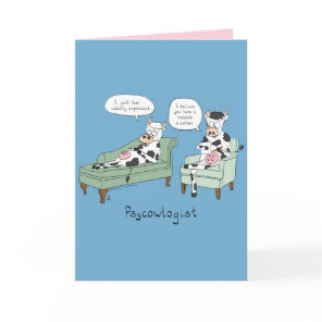 Psycowlogist - Funny Cow Psychologist Card