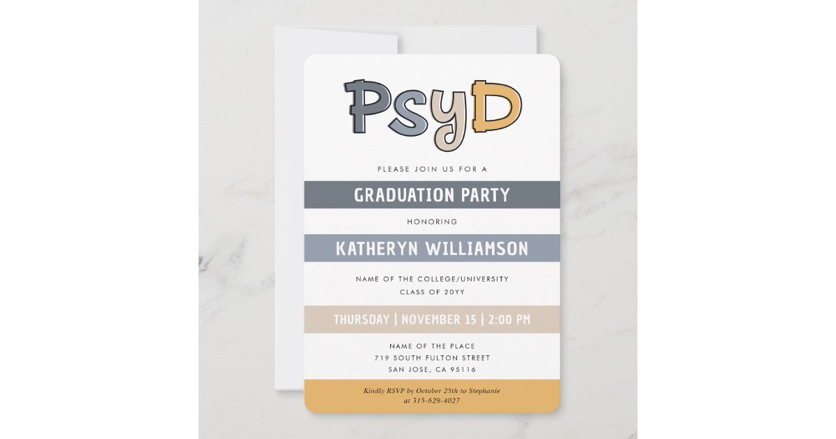 Psyd Graduation PsyD Doctor of Psychology Graduation Invitation | Zazzle