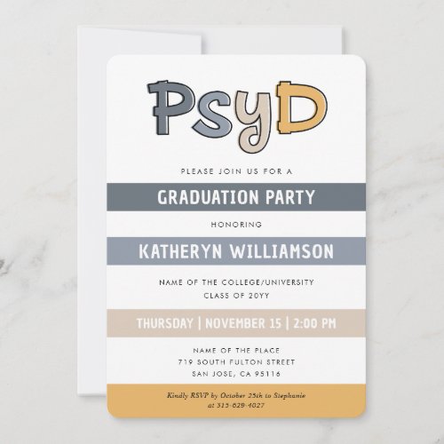 PsyD Doctor of Psychology Graduation Invitation