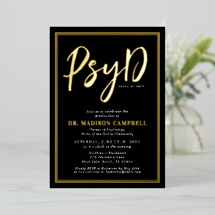 PsyD Doctor Of Psychology Graduation Party Foil Invitation