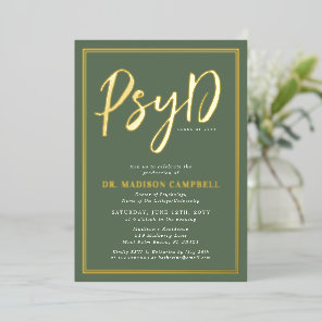 PsyD Doctor Of Psychology Graduation Party Foil Invitation