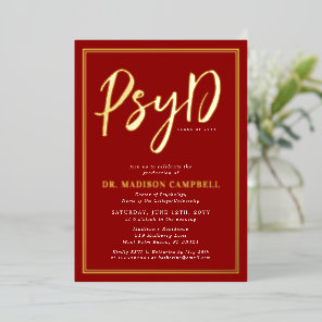 PsyD Doctor Of Psychology Graduation Party Foil Invitation