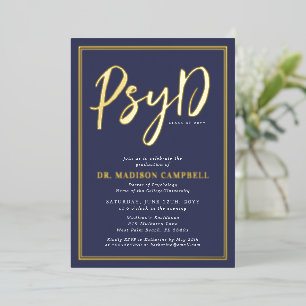 PsyD Doctor Of Psychology Graduation Party Foil Invitation
