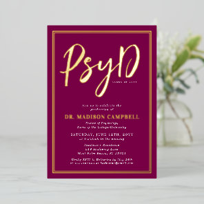PsyD Doctor Of Psychology Graduation Party Foil Invitation