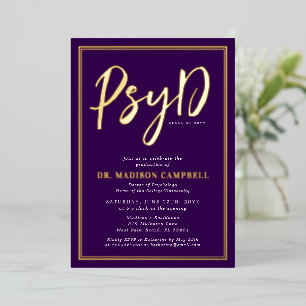 PsyD Doctor Of Psychology Graduation Party Foil Invitation