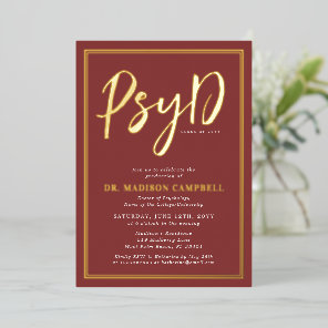 PsyD Doctor Of Psychology Graduation Party Foil Invitation