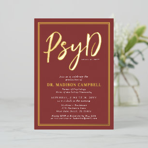 PsyD Doctor Of Psychology Graduation Party Foil Invitation