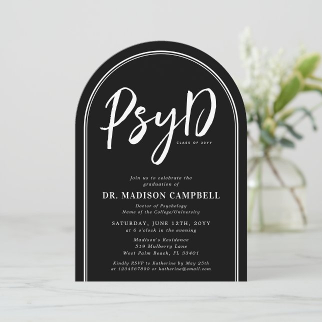 PsyD Doctor Of Psychology Graduation Party Invitation (Standing Front)