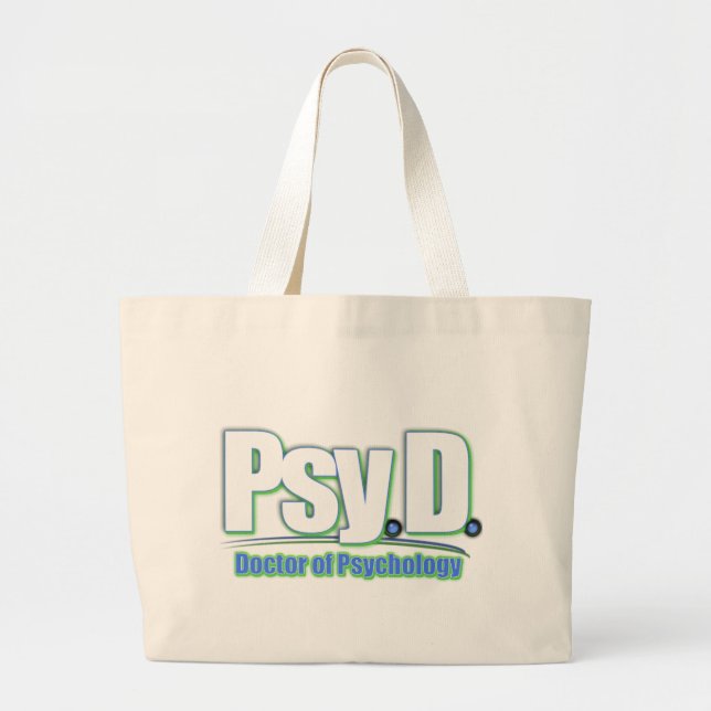 PsyD LOGO2 DOCTOR OF PSYCHOLOGY Large Tote Bag (Front)