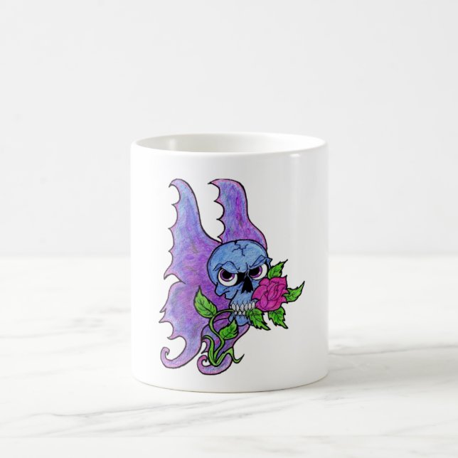 Psyko-Dazie Skull & Rose Tattoo Flash Skull Mug (Center)