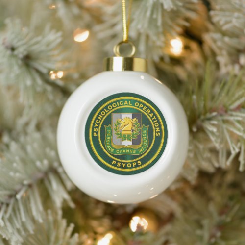 PSYOPS Psychological Operations Regimental Crest Ceramic Ball Christmas Ornament