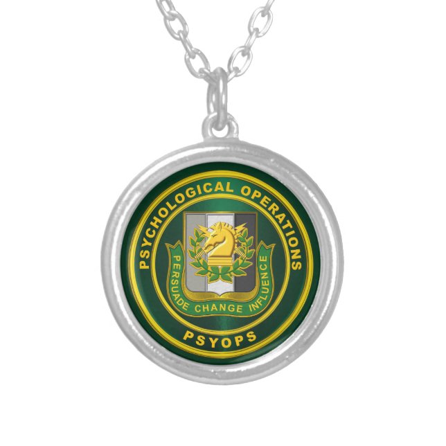 PSYOPS Psychological Operations  Silver Plated Necklace (Front)