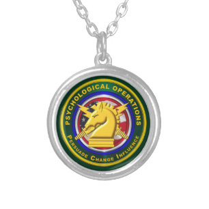 PSYOPS Psychological Operations Silver Plated Necklace