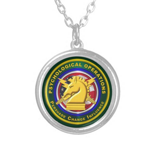 PSYOPS Psychological Operations Silver Plated Necklace