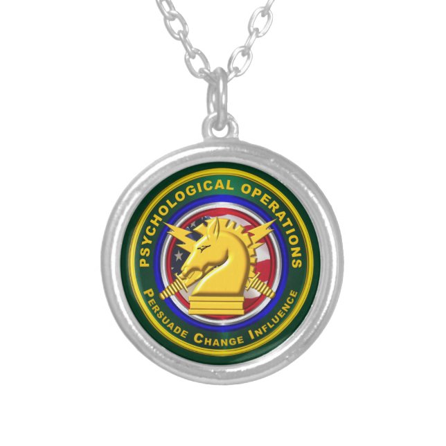 PSYOPS Psychological Operations  Silver Plated Necklace (Front)