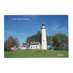 Pt Aux Barques Lighthouse double sided history Placemat