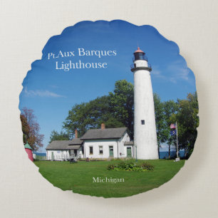 Pt Aux Barques Lighthouse round pillow