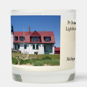 Pt Betsie Lighthouse glass candle