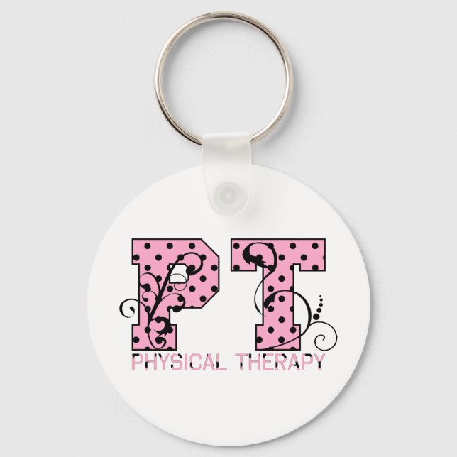 pt black and pink polka dots keychain (Front)
