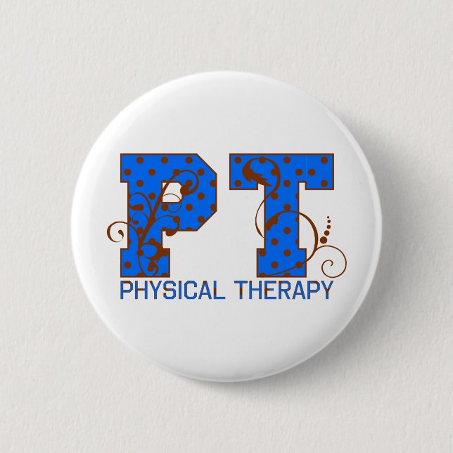 pt brown blue polka dots button (Front)