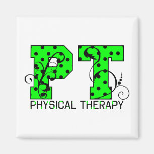 pt green and black polka dots magnet