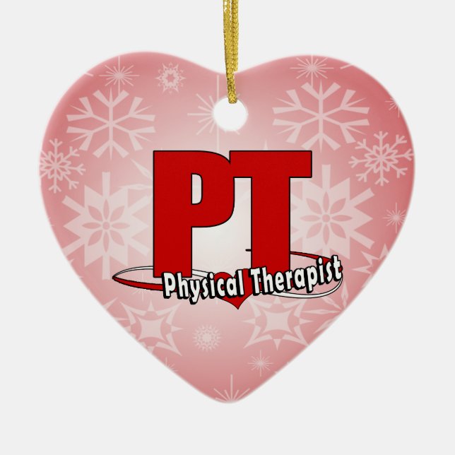 PT LOGO BIG RED    Physical Therapist Ceramic Ornament (Front)